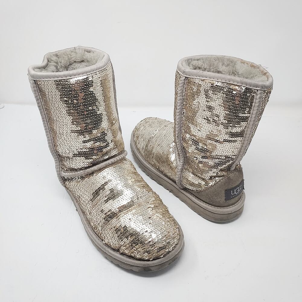 Ugg Gold Sequins Sparkle Boots Size 6